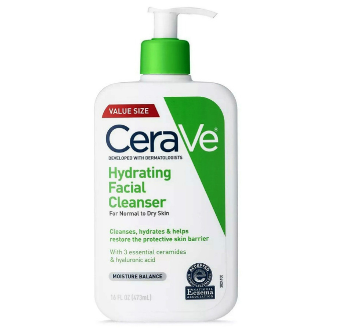 Cerave Hydrating Facial Cleanser, Moisture Balance, 16 Oz