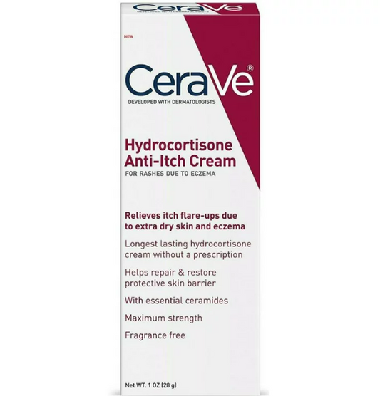 Cerave Hydrocortisone Anti-itch Cream for Rashes Due To Eczema, 1 Oz