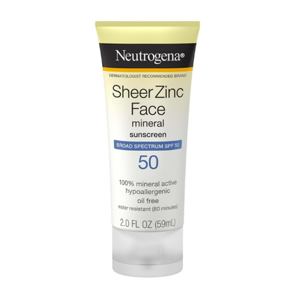 Neutrogena Sheer Zinc Face Sunscreen with SPF 50, 2 Oz